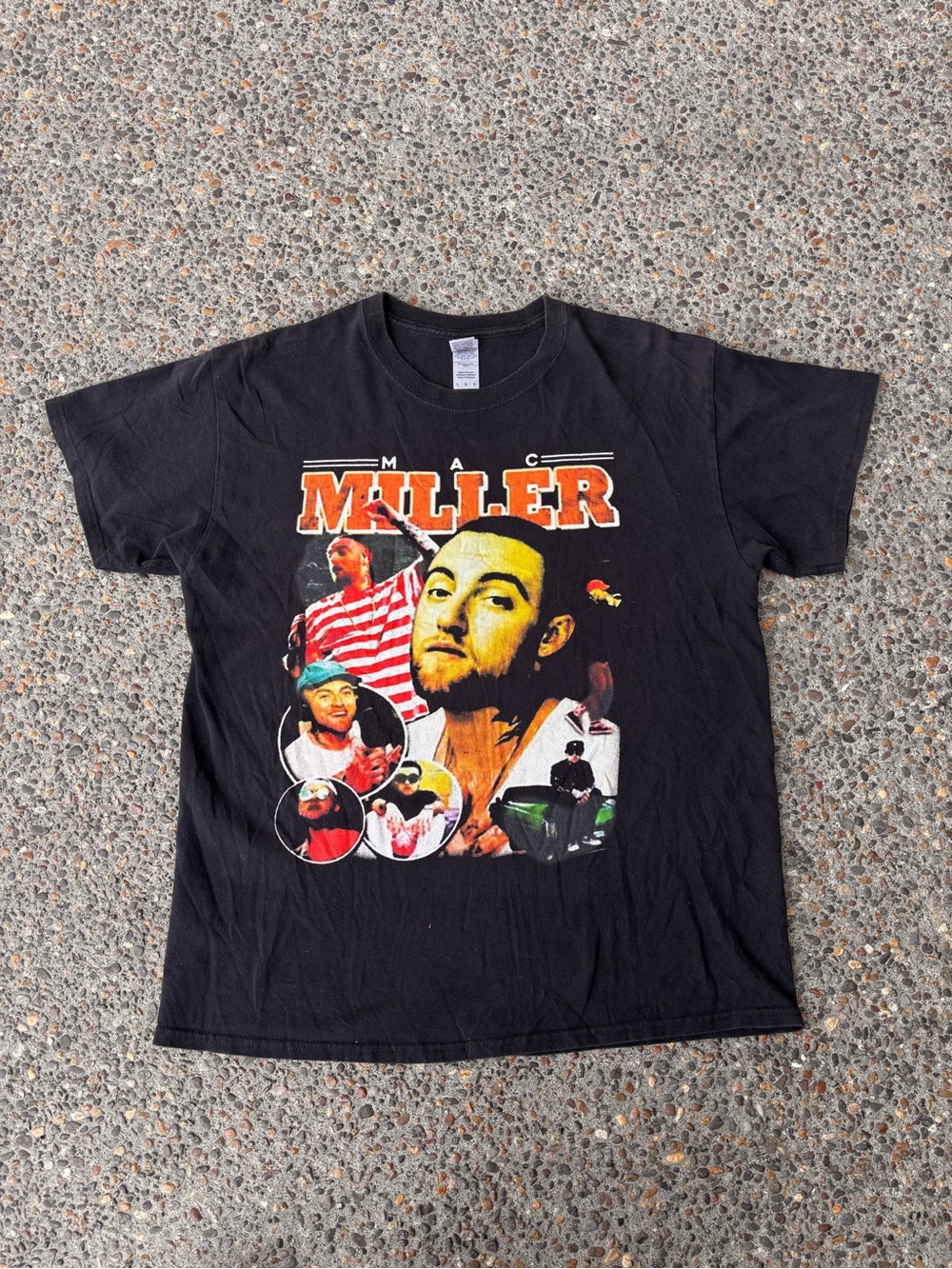 Gildan Black Graphic 'Miller' Tee with Orange Lettering
